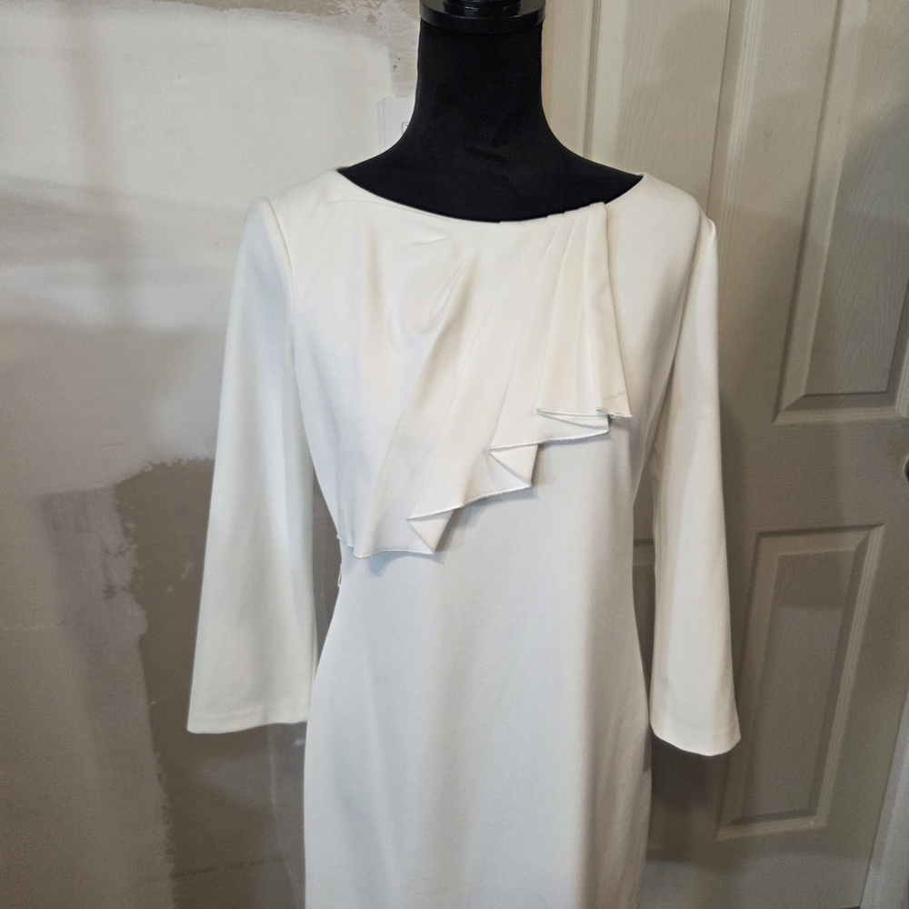 Alex Marie Dress Elegant Cream Long Sleeve Dress Pleated Top Long Sleeve - Picture 11 of 11